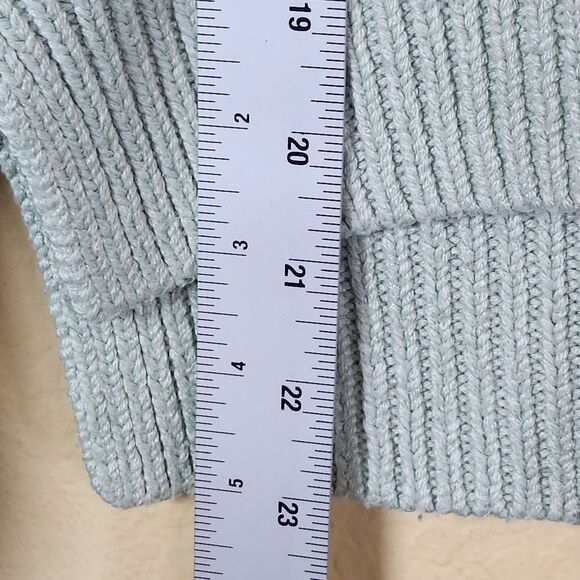 Abercrombie & Fitch Ribbed Chunky open Knit Top XS Mint Long Sleeve V-neck - Picture 5 of 6